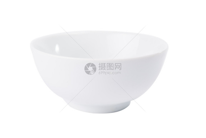 白色背景上的白色陶瓷碗图片