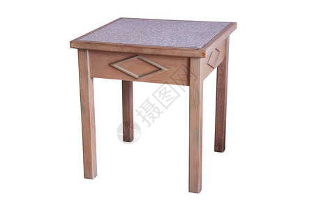 白色背景的马布尔板块简单化的木质桌图片
