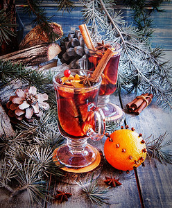 圣诞节和的一杯热红酒图片