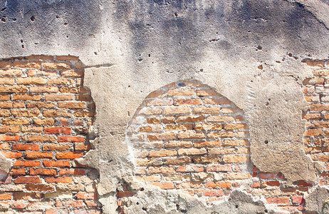 腐朽破裂的混凝土复古砖墙背景图片