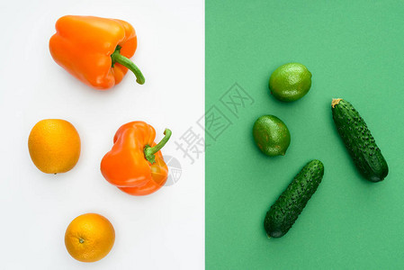 白色和绿色表面的橙色和绿色水果及图片