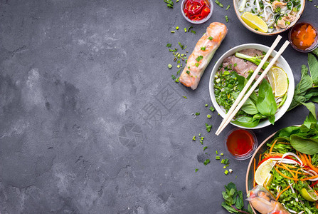 蔬菜沙拉亚洲越南食物背景复制空间传统的越南菜肴图片