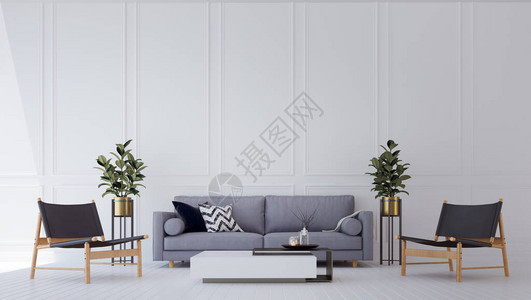 舒适的白色室内设计和典型的墙壁图片