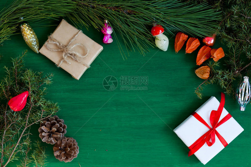 圣诞节背景圣诞树新年礼物装饰图片