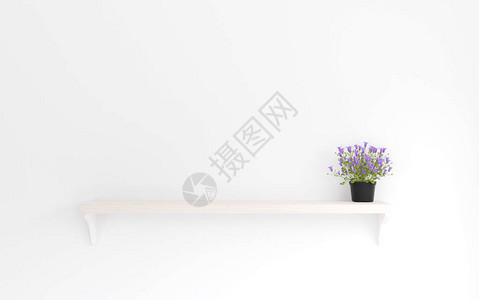 3D使木架和白墙上鲜花图片