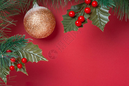 圣诞装饰和冷杉树枝花圈图片