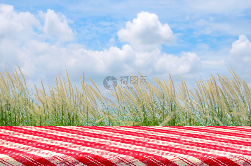 户外野餐背景与野餐桌图片