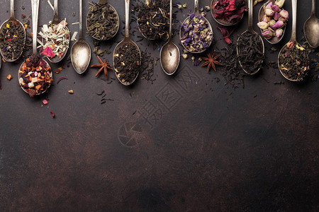黑茶绿茶和红茶带有文字空图片