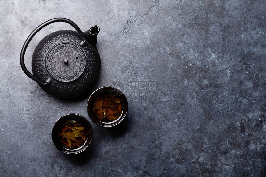 茶杯和茶壶带有文本空图片