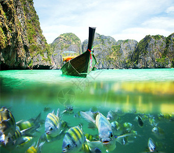 泰国的阿达曼海和木船旅图片