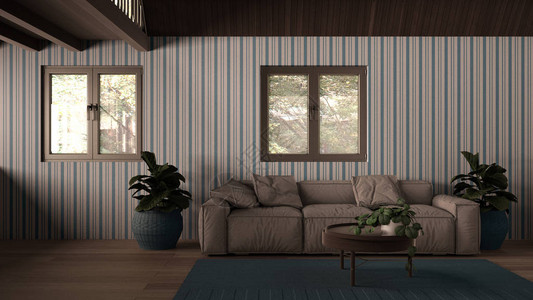 乡间别墅客厅带木屋顶的休息室夹层阁楼图片