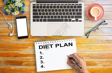平躺饮食计划健康饮食节食减肥和减肥概念图片