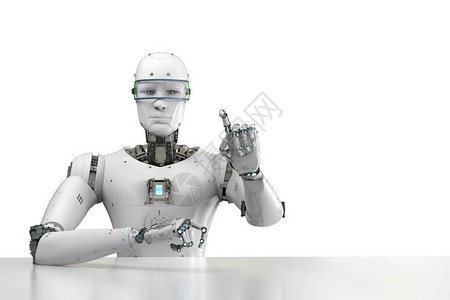 3d使人类机器人坐在白色背图片