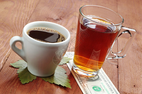 咖啡杯茶叶和木图片