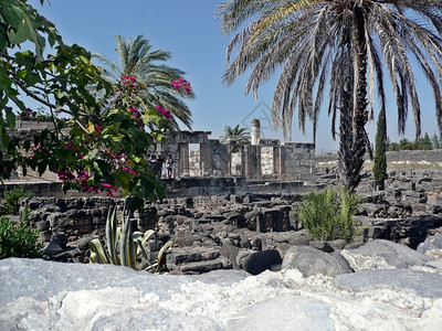 迦百农会堂以色列迦百农古遗址景观背景