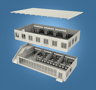 一个小型建筑物布局的爆炸视图背景图片