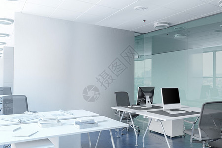 工作空间和背景中的大白墙背景图片