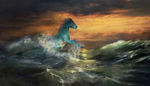 凯尔派马在海浪中背景图片