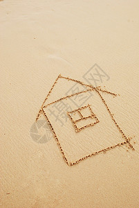 房子简单画在沙子里图片