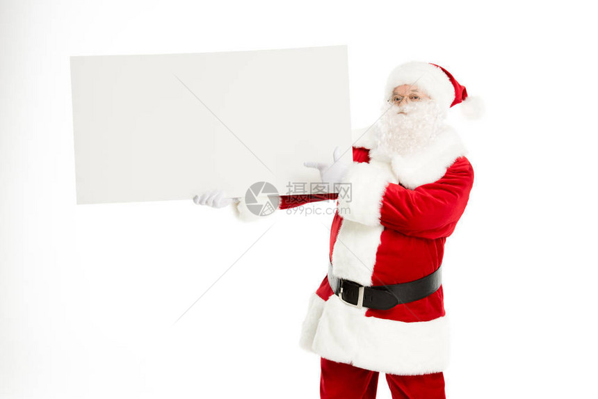 手拿着白板的圣诞老人图片