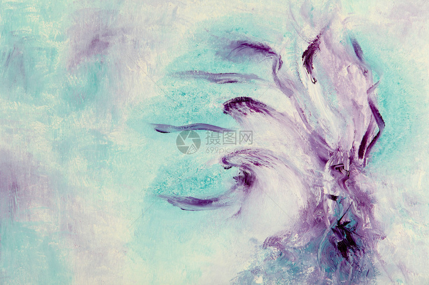 紫罗兰色抽象花油画图片