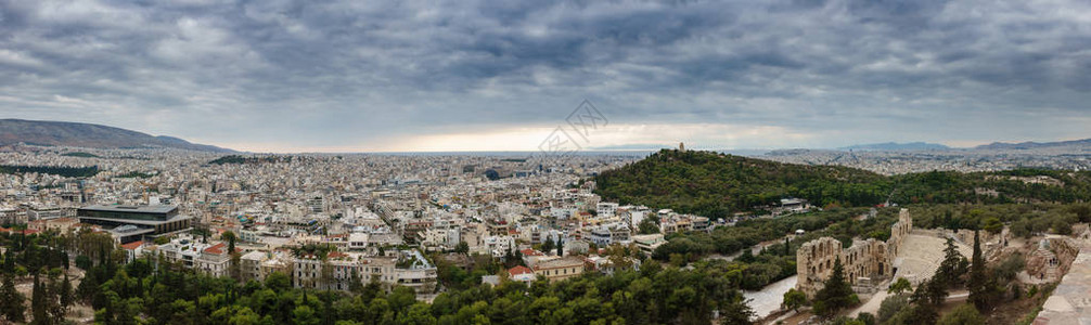 希腊雅典海山城镇风景图片