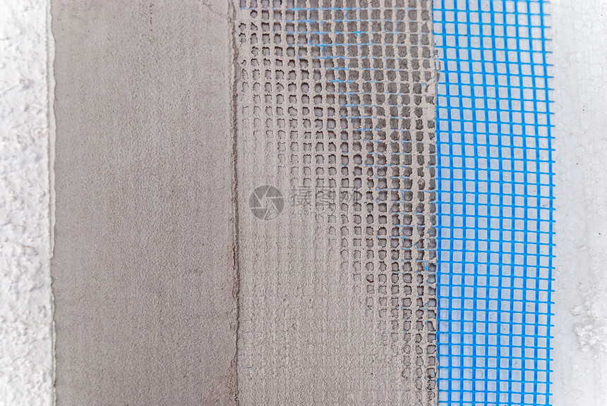 聚苯乙烯泡沫塑料绝缘网石膏水泥砂浆上的立面层图片