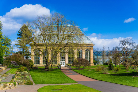 英国苏格兰爱丁堡公园的皇家植物园花玻璃屋图片