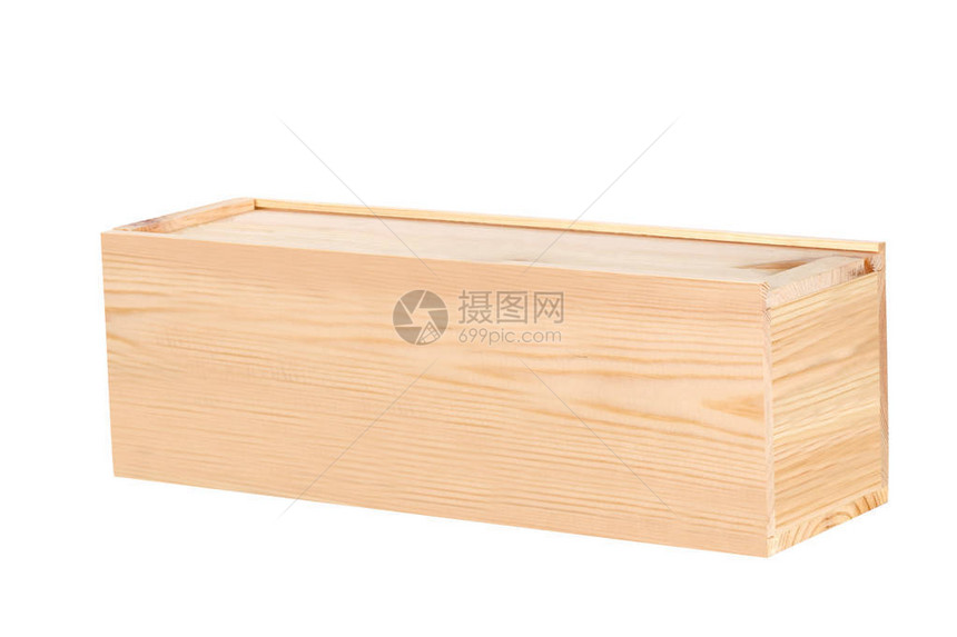 在白背景上隔离的木制小木葡萄酒礼品盒图片