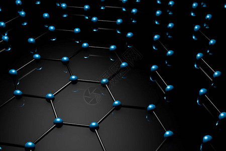 石墨烯分子网格石墨烯原子结构概念六边形几何形式纳米技术背景背景图片