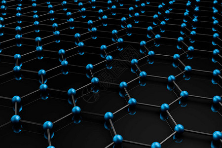 石墨烯分子网格石墨烯原子结构概念六边形几何形式纳米技术背景图片