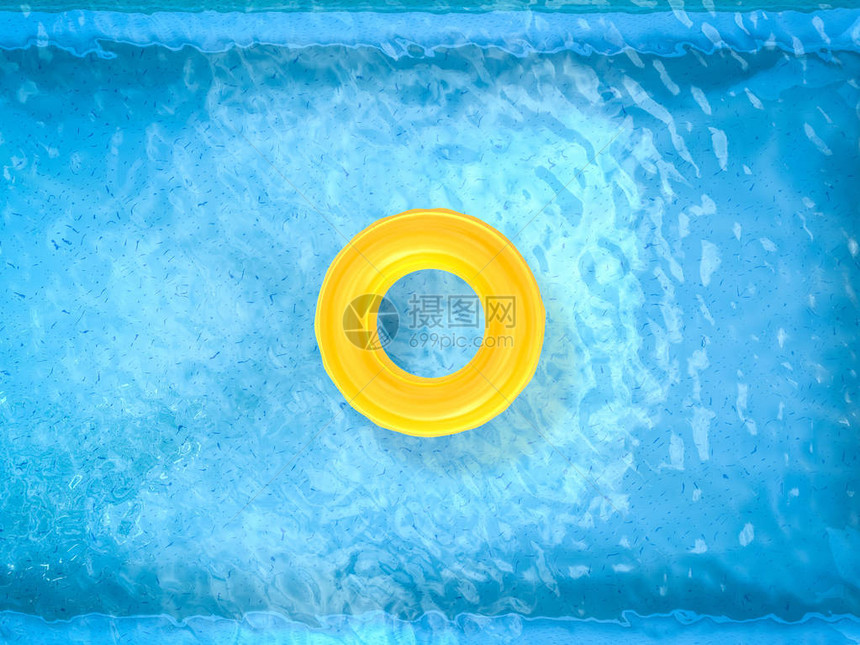3D将黄色游泳环投在图片