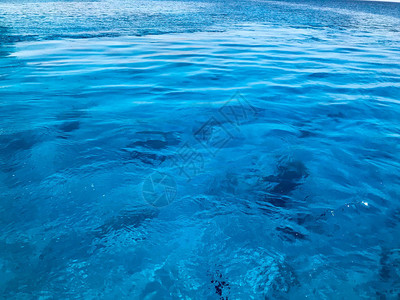 美丽的蓝色海透明湿栏杆发光的盐水海洋图片