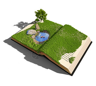 罗拉拉古纳用草树和小池塘来说明插画