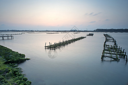 台南生蚝农场的美丽夕阳图片
