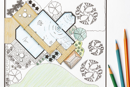 起草人建筑设计师设计后院的水插画