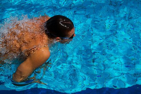 专业游泳员在泳池水下潜背景图片