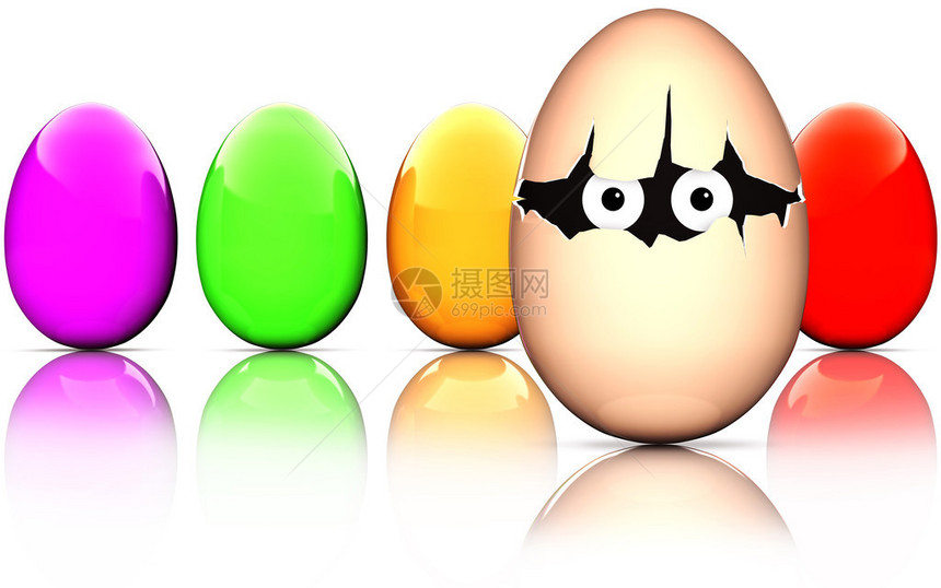 复活节彩蛋的3D插图图片
