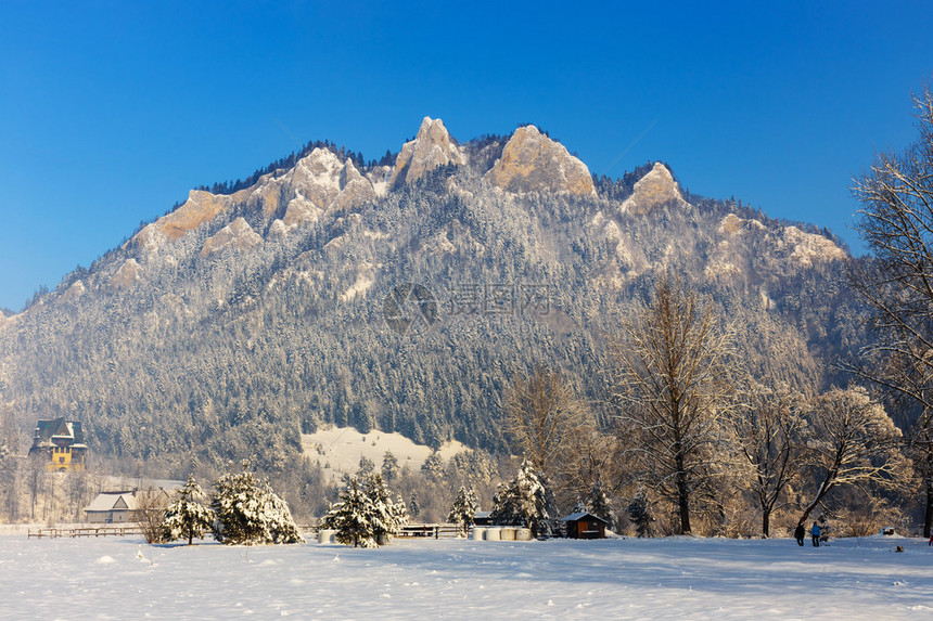 波兰皮涅尼山的冬季风景图片