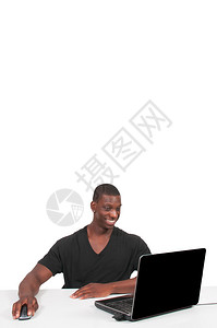 非裔黑人美国男子商业学生计算机使用人图片