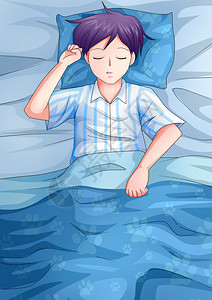 一个人睡觉的卡通插图背景图片