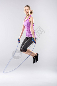 健身女用跳绳上绳图片