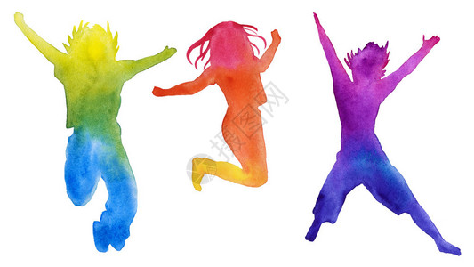 一组以颜色设计元素儿童跳跃孤立水晶图片