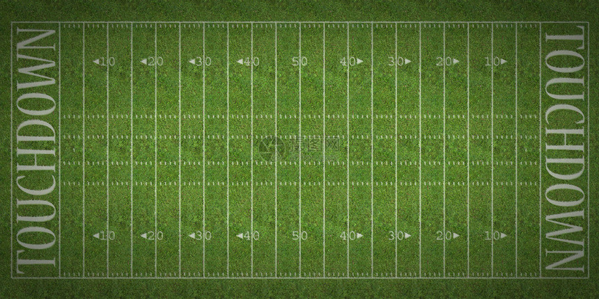 俯视着美国足球场的景象在草地上图片