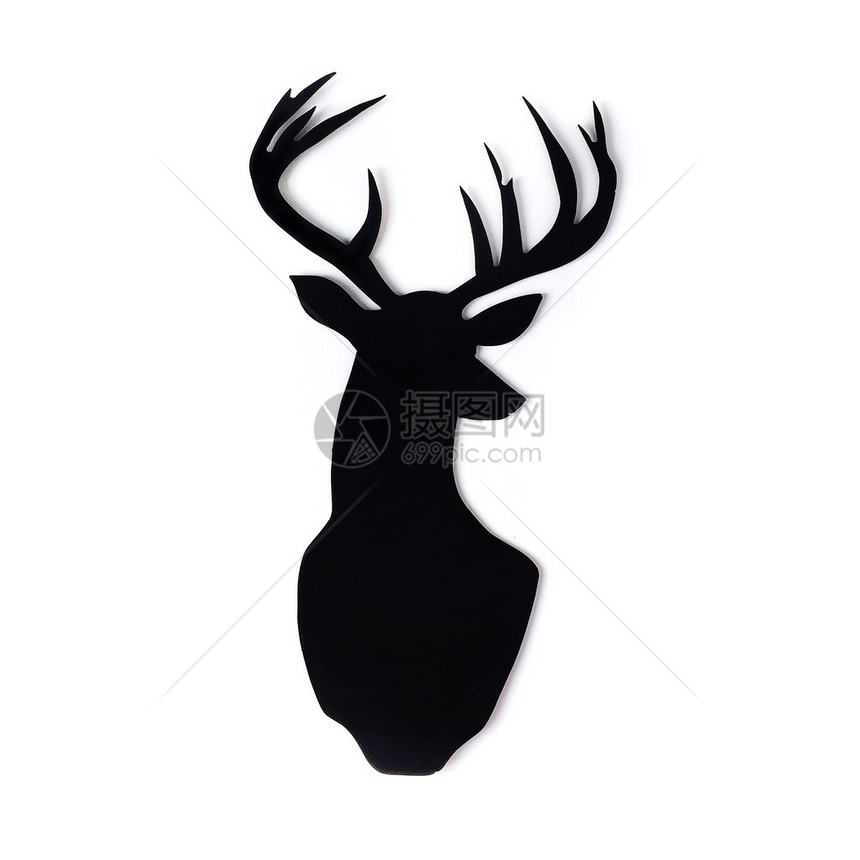 白色背景下鹿的黑色剪影图片
