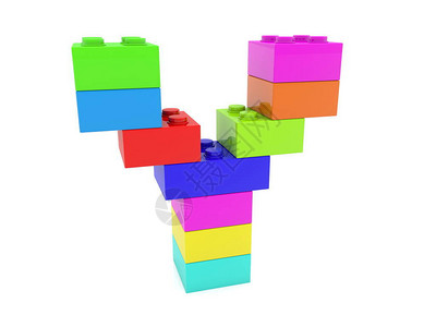 从玩具砖中建起的字母Y概念图片