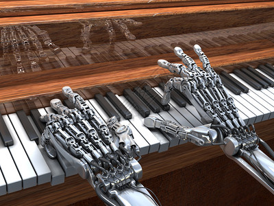 钢琴手指素材机器人弹钢琴高科技3d插图设计图片