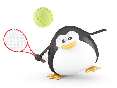 脂肪网球运动员企鹅3D背景图片