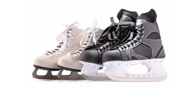 冰雪球溜冰鞋和图案滑冰鞋在白色图片