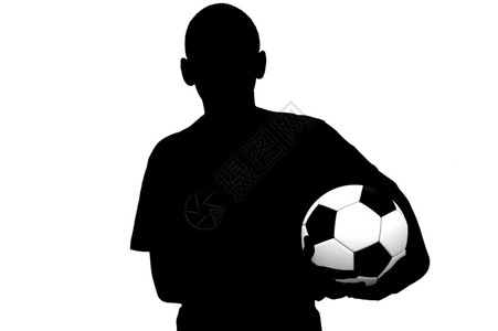 足球选手用白球孤立在白色上的图片